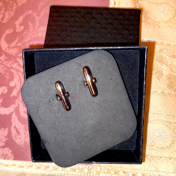 FOSSIL CUFFLINKS, Stylish & Classy Silver & Black Rectangular, NWT! - Picture 7 of 13